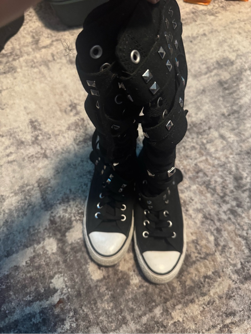 Converse Black Knee High Studded Canvas Sneakers